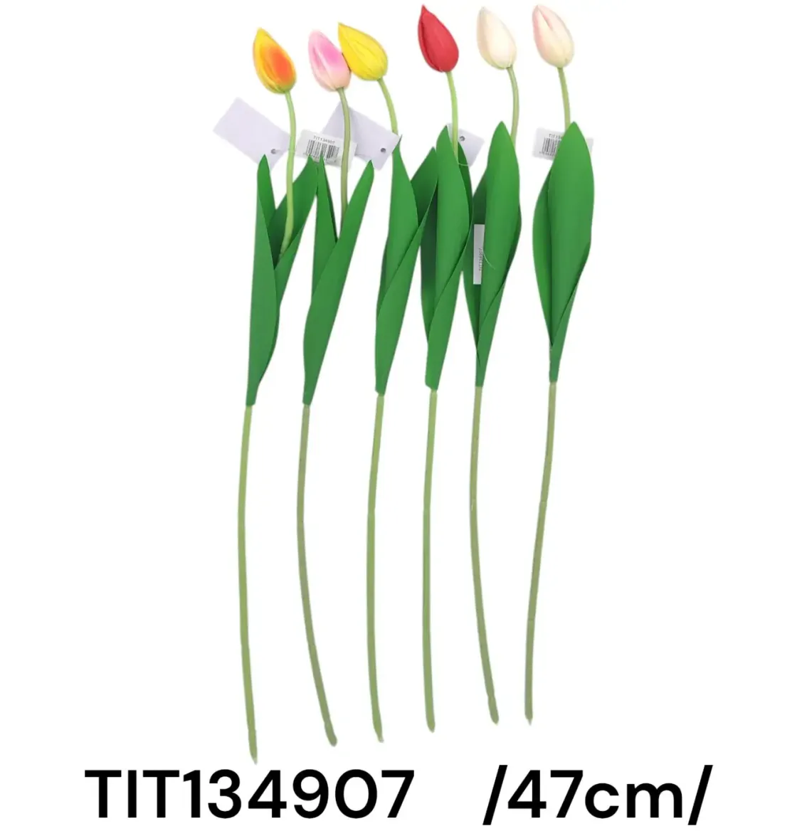 Lalea artificială real touch cu tulpină sârmă, 47 cm