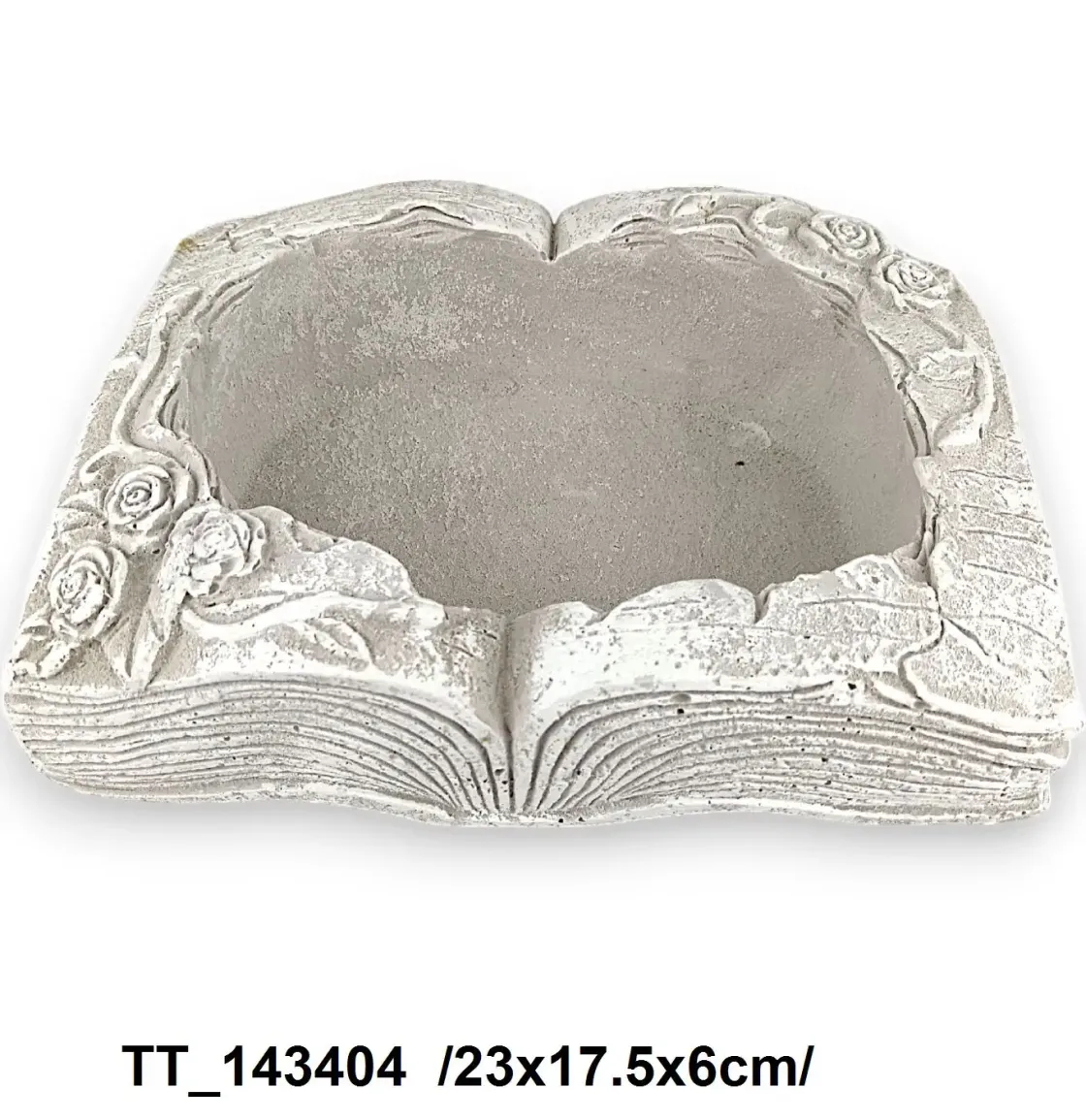 Carieră de piatră în formă de carte cu trandafiri albi