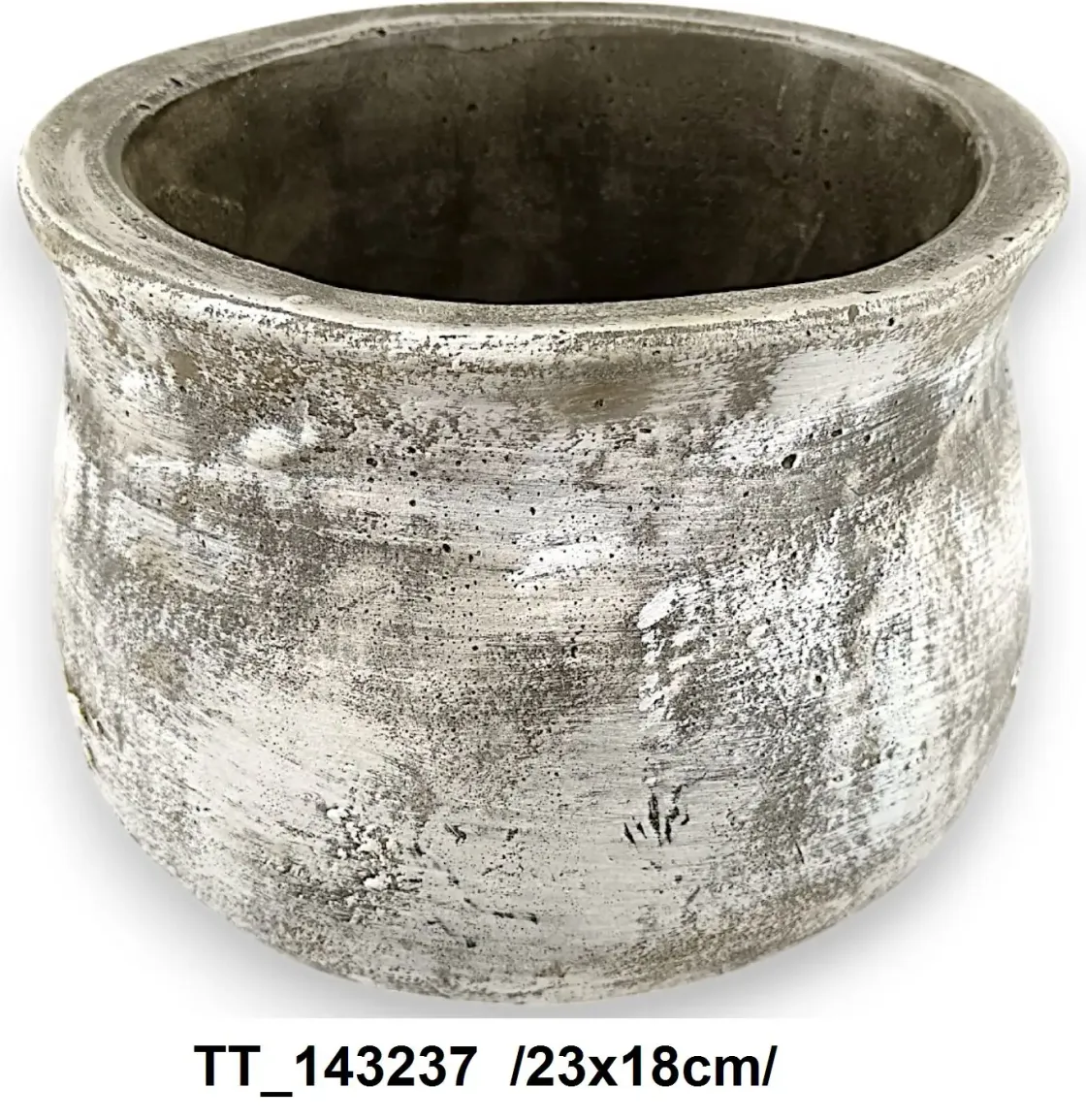 Vază rotundă vintage, aspect piatră, 23x18 cm